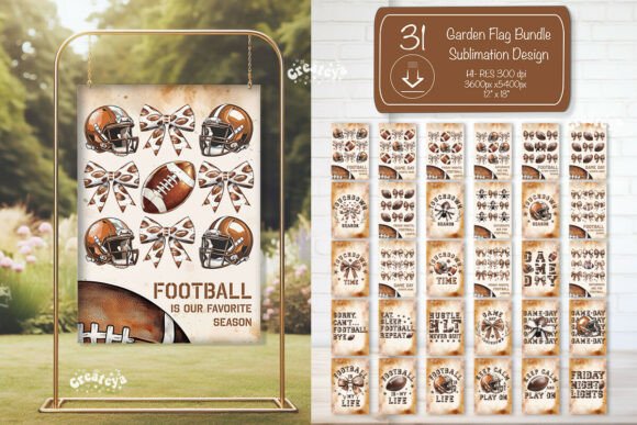 American Football Garden Flag PNG Bundle for Crafts & Graphics