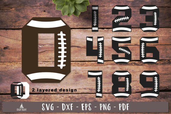American Football Numbers SVG Layered for Crafts Graphics