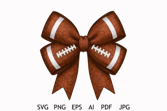 Cracked Football Ribbon Bow Vector for Crafts & Graphics
