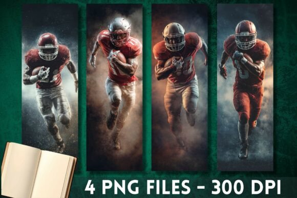 Dynamic Brand Graphics for Local Business: A Designer’s Take on Football Player Action Bookmarks