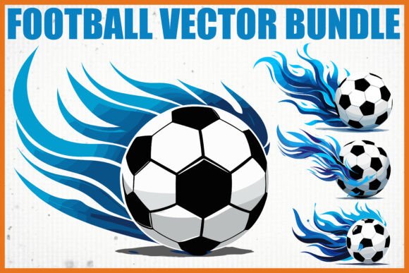 Flaming Football Vector Bundle: Bold Graphics for Dynamic Sports Content