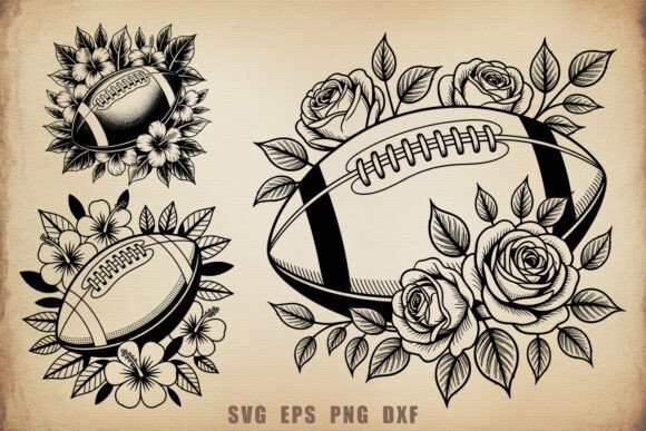 Floral Football SVG Bundle for Crafts & Graphics