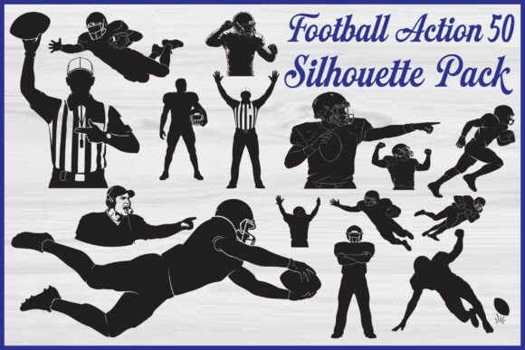 Football Action Silhouette Pack: Bold Graphics for Sports-Themed Branding and Packaging