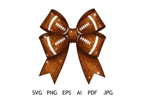 Football Glitter Bow Vector Art for Crafts & Graphics