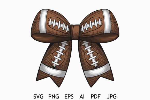 Football Textured Ribbon Bow Vector for Crafts & Graphics
