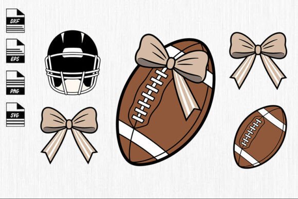 Football with Bow SVG Bundle: Cute Graphics for Crafts & Cricut Projects