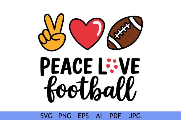 h1Peace Love Football Hand Drawn Graphics for Crafts & Digital Selling/h1