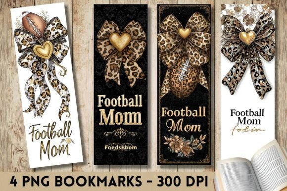 Leopard Bow Heart Football Mom Bookmark: A Crafty Graphic Design Asset for Content Publishers