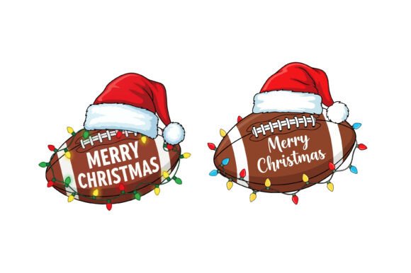 Merry Christmas Football Lights Design for Crafts & Graphics