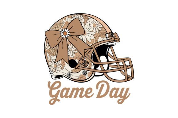 Retro Daisy Football Game Day Graphics for Crafts & Local Business Branding